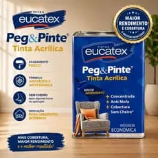 Tinta Acrílica Eucatex Peg & Pinte 18L com Acabamento Fosco e Sem Cheiro Cores BRANCO NEVE