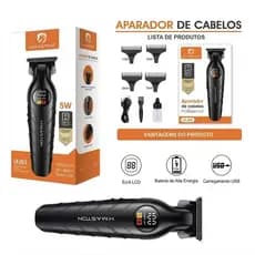 Máquina De Cortar Cabelo Profissional H'maston LFJ03 Sem Fio Led Barber Shop Barba Pezinho Potente
