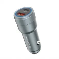 Carregador Veicular H'Maston L07 45W Turbo PD + USB QC 3.0 Carregamento Rápido Universal Metal