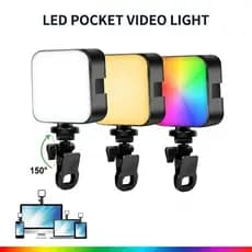 Iluminador Led Rgb Portátil Recarregável Celular Notebook Reunião Luz De Vídeo 800 Lumens Com Clipe