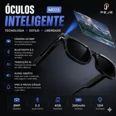 Óculos Inteligente Bluetooth com Câmera HD e Tradução AI