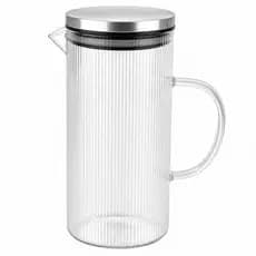 Jarra de Vidro Borossilicato 1,4 Litros com Tampa Inox – Canelada para Água, Sucos e Bebidas