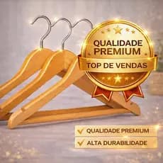 Kit 3 Cabides Madeira Envernizados 45cm Reforçados Antiderrapantes Premium organização roupas closet