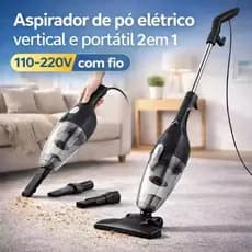 Aspirador de Pó 2 em 1 600W c Fio Portátil Vertical Reservatório Aspira Casa Carro Tapetes Sala 1,2L