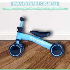 Bicicleta Infantil Sem Pedal Quatro Rodas Estabilidade Aprendizado Azul Infantil