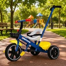Triciclo Infantil Com Empurrador Candy Rosa Azul Infantil Com Cinto e Cestinha Até 25kg