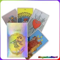 Cartas de Tarô Rider Waite Brilho Prateado  – A. E. Waite Holographic Tarot – 78 Cartas Baralho Completo