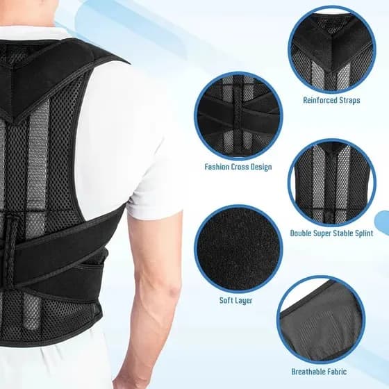🔥 Colete Postural Ortopédico Preto G Ajuste nas Costas Confortável