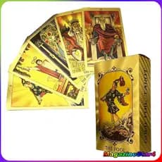 Cartas de Tarô Rider Waite Folha de Ouro Brilho Dourado – Gold Foil Tarot  – 78 Cartas Baralho Completo