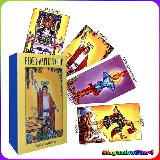 Cartas de Tarô Rider Waite Radiante – Tarot Espanhol e Inglês – 78 Cartas Baralho Completo