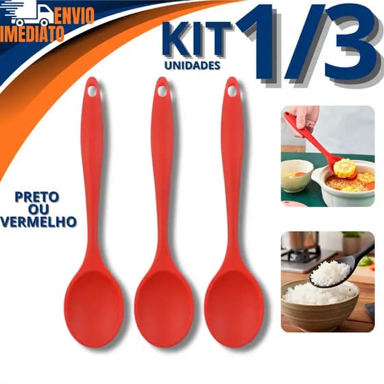 Colher De Silicone Grande 27cm 1/2/3 Resistente Para Arroz Livre BPA Utensilio Cozinha