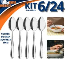 Colher Em Inox 18cm 6/12/18/24 Para Sopas Caldos Colheres De Mesa Utensilio Cozinha Bar Lanchonete Restaurante