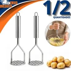 Amassador Espremedor De Batatas 1 Ou 2 Em Inox Legumes Verduras Purê Cenoura Tomate Resistente Cozinha Utensilio