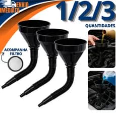 Funil Fléxivel 1/2/3 Plástico Resistente Sanfonado Com Filtro 34cm Carros Motos Óleos Gasolina Álcool Combustível