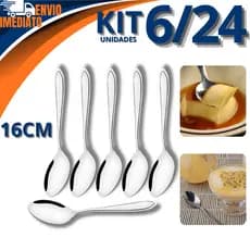 Colher De Sobremesa Em Inox 16cm 6/12/18/24 Para Doces Bolos Utensilio Cozinha
