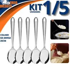 Colher De Arroz Em Inox 25cm 1/2/3/4/5 Moderno Prática Resistente Cozinha Restaurante Lanchonete Buffet