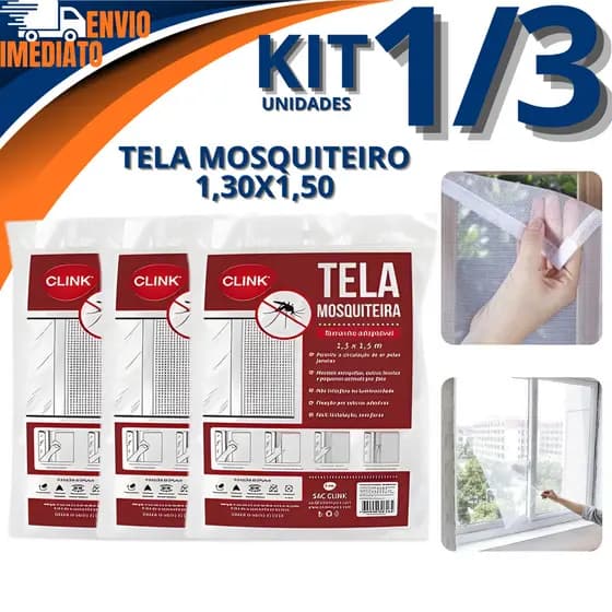 Tela Mosquiteiro Mosquiteira 1/2/3 Para Janela 1,30x1,50 Com Fita Colante Velcro Anti-Inseto Mosquitos