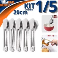Pegador Pegadores Pinça 100% Inox Universal 20cm 1/2/3/4/5 Para Cozinha Buffet Restaurante Lanchonete