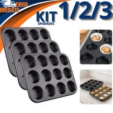 Forma Assadeira 1/2/3 Teflon 12 Cavidades Cupcake Pão De Queijo Facil de Limpar Alta Durabilidade Uso Profissional