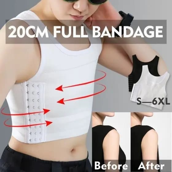 20 cm Encadernação Completa Peito Fivela Lateral Respirável Super Apertado Moleca Pasta Trans Feminino Topo les JPXA-- &