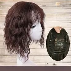 Topo Da Caçaça Patchwork De Cabelo Falso Franja Encaracolada Simulação Permanente Aumentar Volume Suave Capa Invisível G