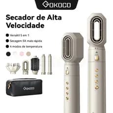 GOKOCO Escova Secadora 5 Em 1 Conjunto De Secador De Cabelo Multifuncional De Alta Velocidade Dupla voltagem 110V-240V