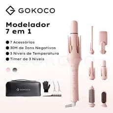 GOKOCO 7 em 1 Modelador de Cachos Multifuncional íons negativos cria diversos estilos de cachos Design bivolt