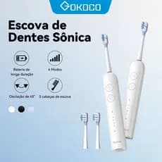 GOKOCO Escova de dentes elétrica sônica Movimento de varredura 45°evibrações alta frequência Quatro modos e três níveis