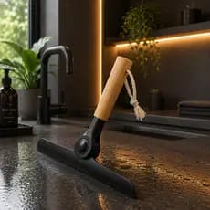 Rodo de Pia Dobrável com Cabo de Bambu Preto Oikos Cozinha Limpeza Kit Multiuso Pia Banheiro Rodinho Limpa Retrátil