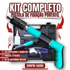 Pistola de Fixação Finca Pino Ação Direta Manual Portátil + Acessórios