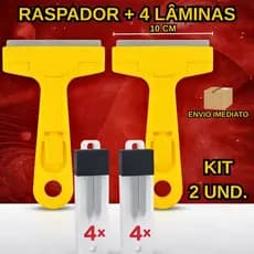 2 Raspadores Profissionais + 8 Laminas Estilete Tira Cola Adesivo Piso Azulejo Limpa Box Raspador