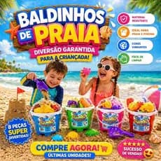Kit Praia Infantil 8 Peças Baldinho Brinquedo Areia Castelinho de Areia Criança Completo Infantil
