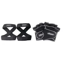 Kit 1 Par De Luvas De Academia Lilás+ 1 Par de Talas Straps 8 Preto Para levantamento de peso Flash