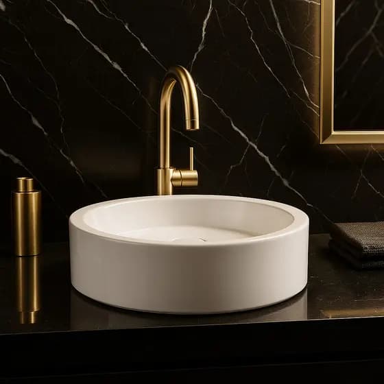 Cuba de Apoio Redonda para Banheiro – Pia Moderna Elegante de Sobrepor para Bancada Lavabo e Banheiro
