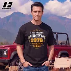Camiseta Unissex Nascidos Em 1976 A Vida Começa Aos 50 Anos 100% Algodão Puro Presente Aniversário 2026 Oversized