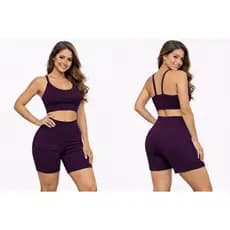 Conjunto Fitness Feminino Cintura Alta Academia Polielastano Short e Top