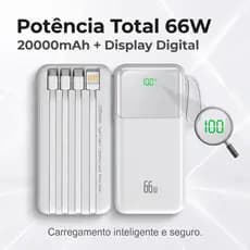 Carregador portátil Power Bank com Visor Digital 20000mah 66W Carregamento rápido
