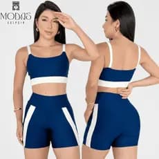 Conjunto Fitness Feminino Suplex Premium Top Alcinha Short Cós Alto Zero Transparência Treino