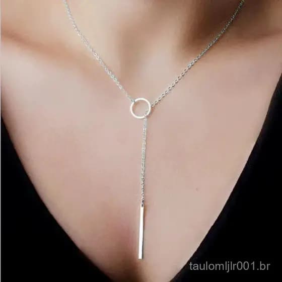 Colar Minimalista Pingente Retangulo Circulo Tendencia Romantico Casual Trabalho