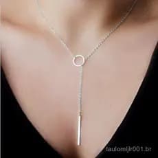 Colar Minimalista Pingente Retangulo Circulo Tendencia Romantico Casual Trabalho