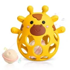 Brinquedos De Dentição De Bebê 2 Em 1 De 3 A 6 12 Meses , Bola De Mordedor De Silicone Com Chocalho Para Alívio , Infant