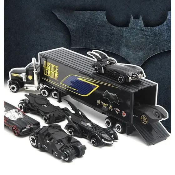 LOVE BABY-7pçs/Conjunto Carro 3 Relâmpago McQueen Jackson Storm Mack Tio Caminhão，Batman Batmobile Truck 1 : 55 Modelo D