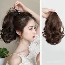 Sintético 12 Polegada Curto Encaracolado Rabo De Cavalo Aumentar O volume Do Cabelo Garra Clipe Na Extensão Marrom Preto