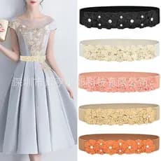 Cinto Floral de Moda para Mulheres Cinto Decorativo de Strass Simples Doce Vestido Elástico GM598 ZIYE