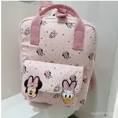 Kids Mochila , Impressão Minnie Mouse Mini Escolar , Sacos De Saída De Desenho Animado Com Zíper Rosa