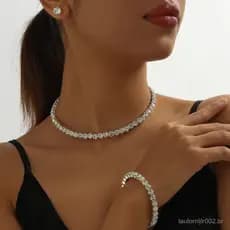 Conjunto De Noiva De Strass Com 3 Peças – Colar E Brincos Em Forma De Lágrima , Joias De Casamento Brilhantes Para Mulhe