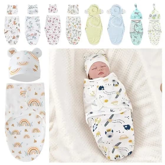 Baby Swaddle Wrap , Saco De Dormir De Algodão Anti-Chute Para Recém-Nascido , Venda A Quente Macio E Ajustável
