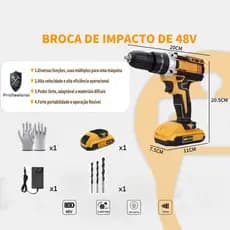 Chave de fenda elétrica sem fio, bateria recarregável, 340W, com broca, preto, impacto sem fio, chave de fenda elétrica