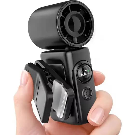 360 graus Clip-On Turbo Mini pequeno ventilador de carregamento USB alto vento ajuste Multi-velocidade ao ar livre portá