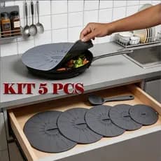 KIT 5 PCS Tampas Universal de Silicone Uso Doméstico Reutilizável